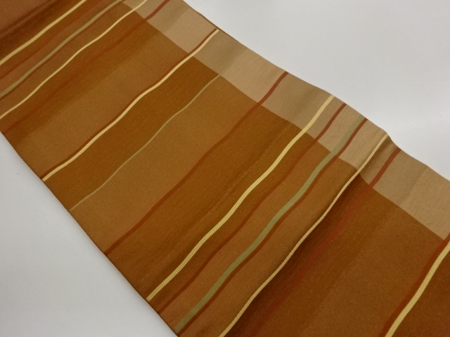 JAPANESE KIMONO / VARIED HORIZONTAL STRIPED PATTERN WOVEN NAGOYA OBI